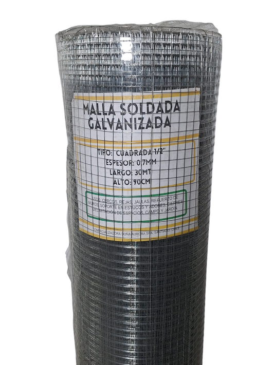 Malla Soldada Galvanizada 90cm largo 30mt