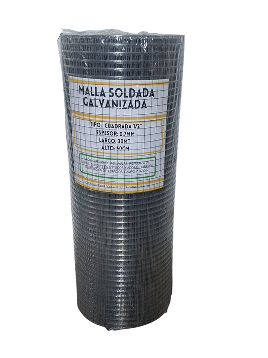 Malla Soldada Galvanizada 60cm largo 30mt
